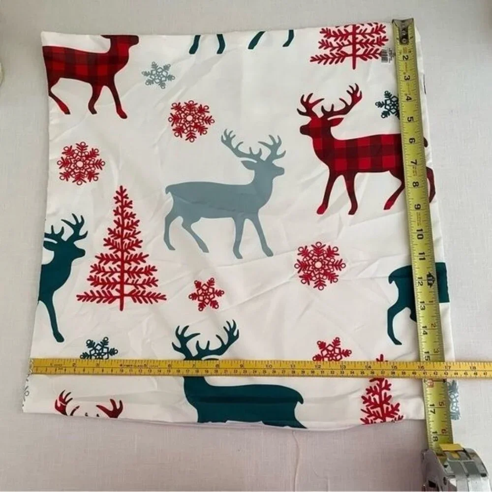 Christmas Reindeer Pillow Cover Holiday Cabin Winter Decor 16x16